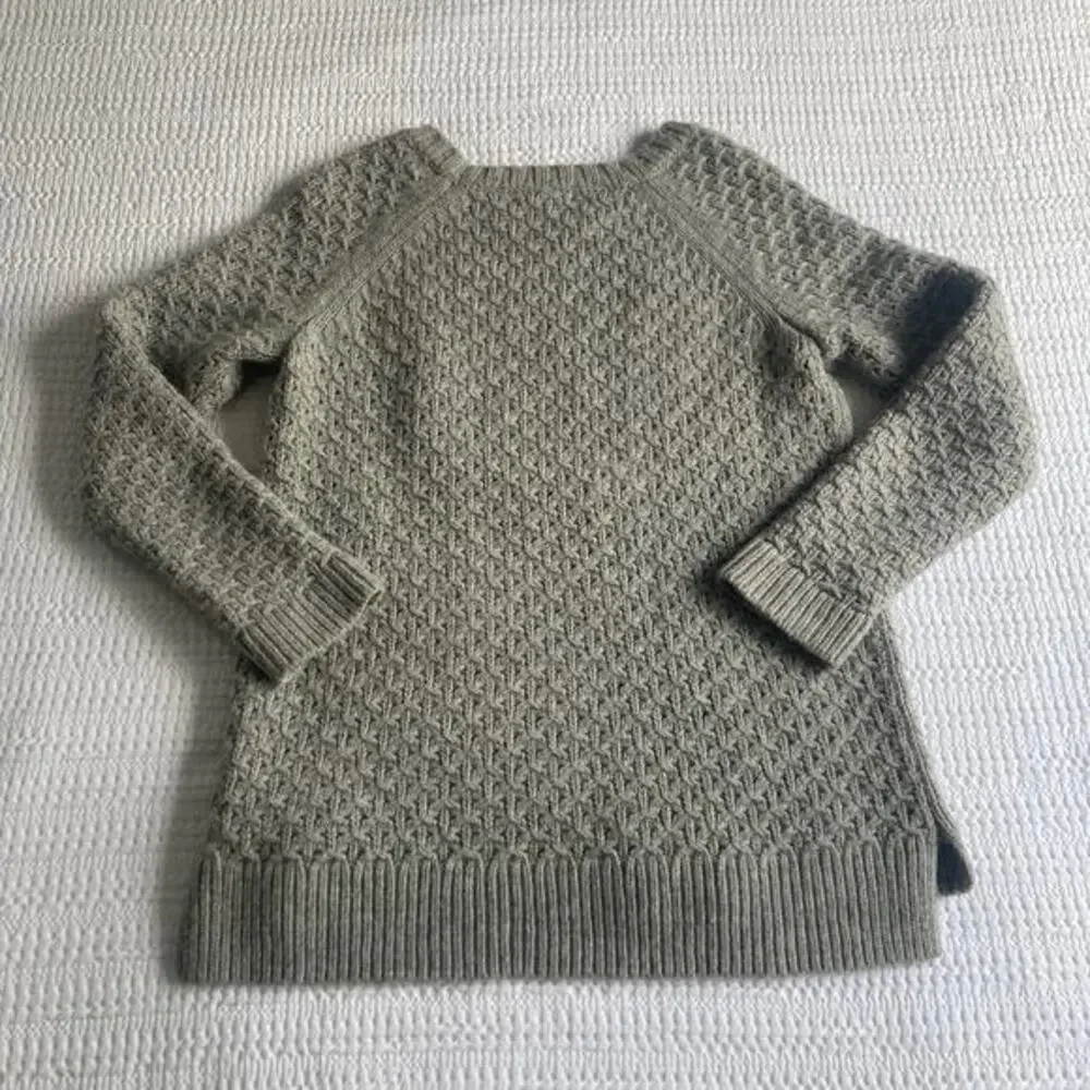 Banana Republic Star Stitch Sweater Women L Gray Crew Pullover Alpaca Wool Blend - Picture 3 of 9